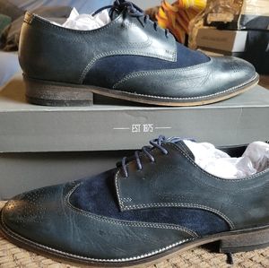 Stacy Adams Revel Navy Wingtip sz 8.5